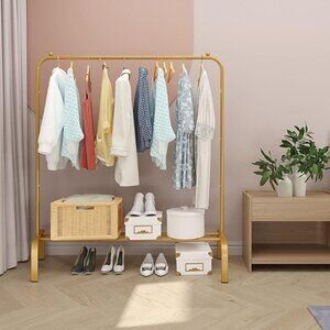 NEW Metal 43.3 Inches Garment Rack with Bottom Shelf Clothing Rack for Hanging